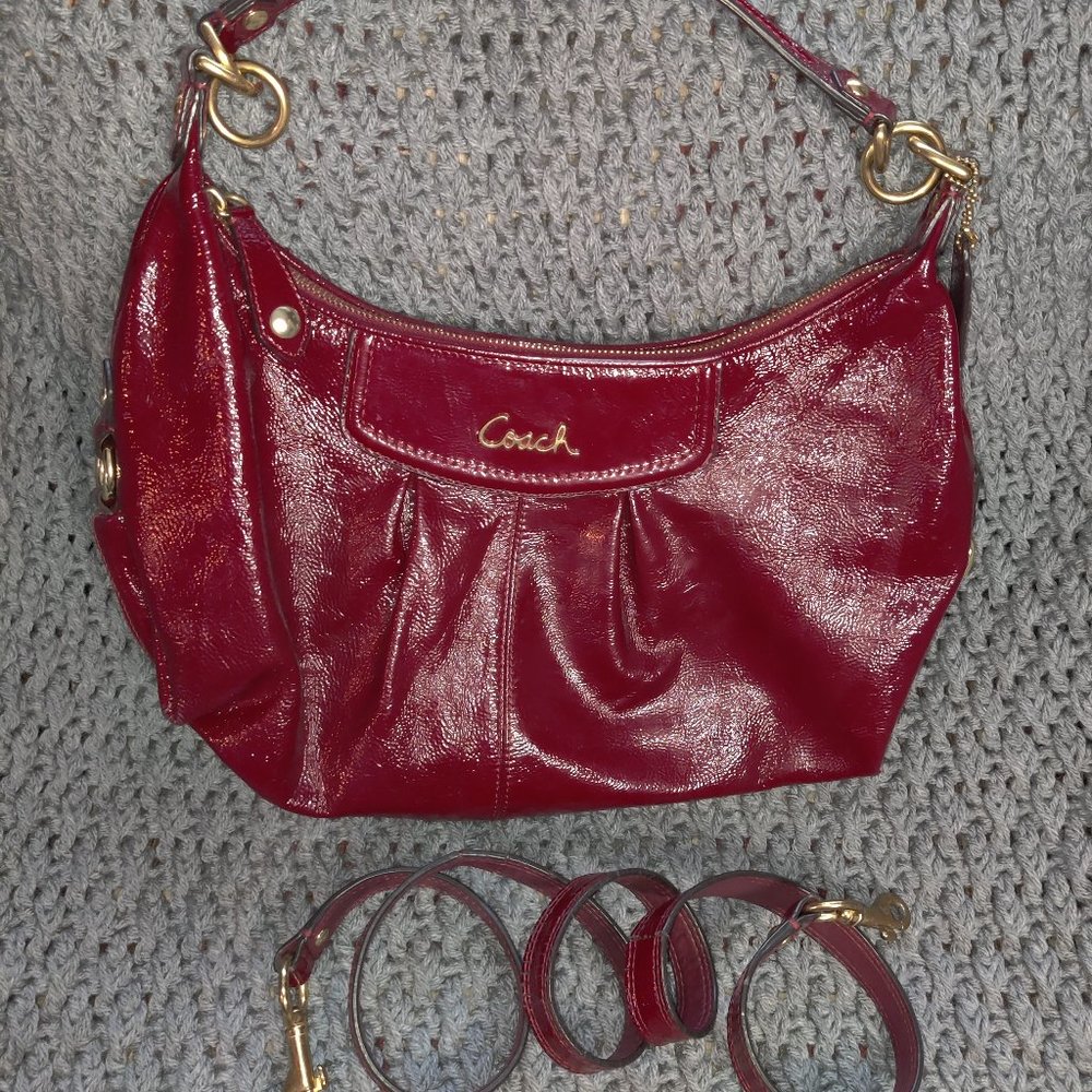 Coach Ashley Patent Hobo F20452 Crimson Red